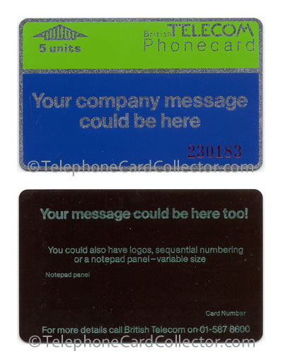 BTI001A: Company Message (Unofficial Reverse Print) - BT Phonecard